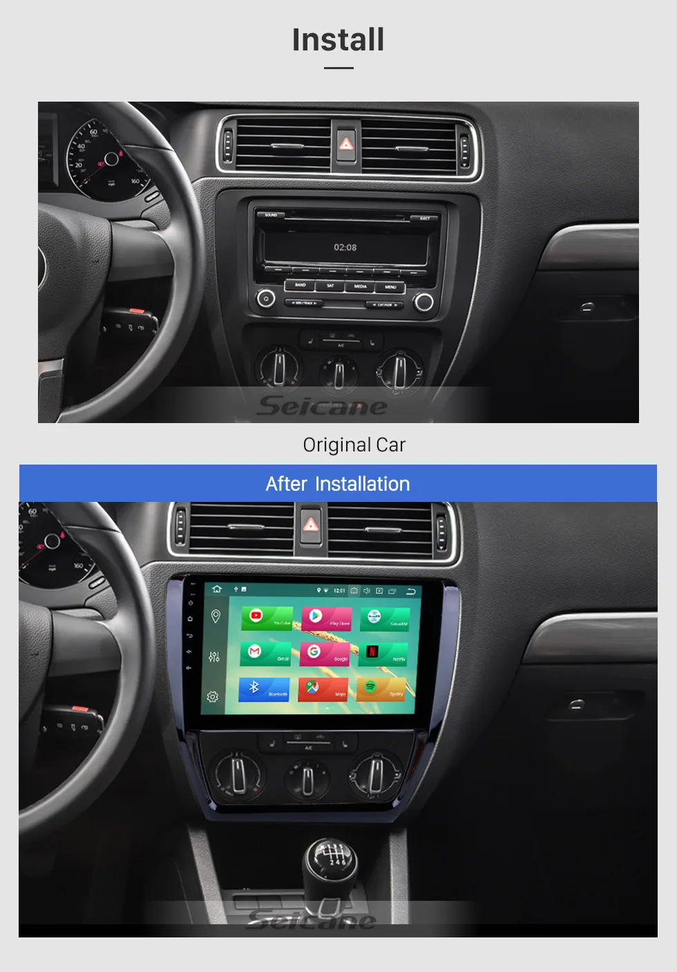 Clearance Seicane 10.1 inch HD Touchscreen Android 9.0 Car Radio for 2012 2013-2015 VW Volkswagen SAGITAR Support Bluetooth WIFI SWC 4G 2