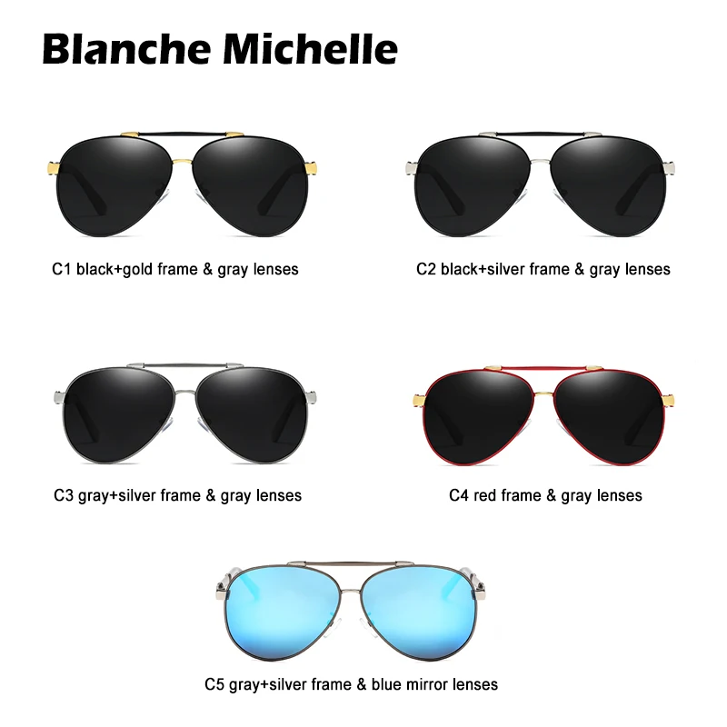 Бланш Michelle Pilot поляризационные солнцезащитные очки для мужчин 2020 брендовые