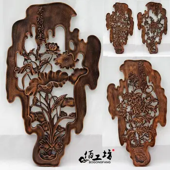 

Dongyang wood carving Pendant camphor wood carving handicraft solid wood art of Chinese style living room wall background