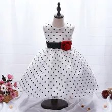 Летнее платье принцессы для девочек, детские платья в черно-белый горошек без рукавов, праздничные платья для маленьких девочек
