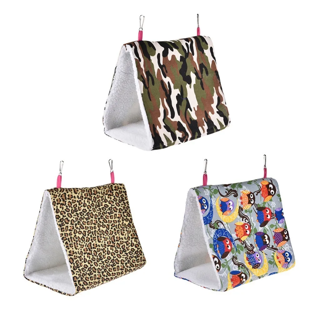 Newest Triangular Parrot Plush Hammock Cage Snuggle Happy Hut Tent Bed