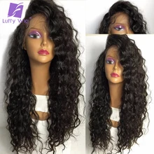 LUFFY Pre plucked Glueless Full Lace Wigs Human Hair With Baby Hair Brazilian Remy Hair Lace