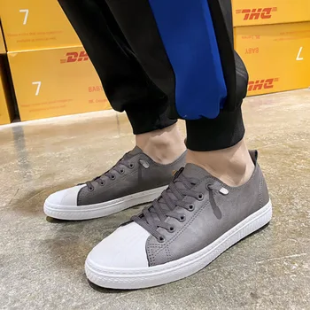 

2019 Spring New Korean Version of the Shell Head Low-tops Lace-up Casual Men's Shoes Street Shooting Trend Single Shoes Men