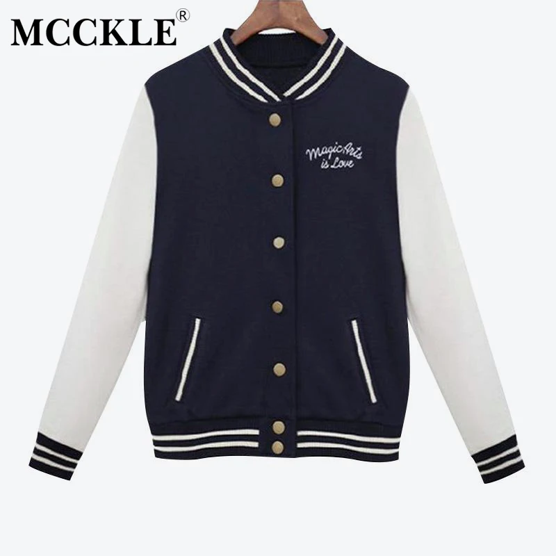 buy  Women's Striped Stand Collar Bomber Jacket Long Sleeve Baseball Button Jackets Women 2019 Spring Sp