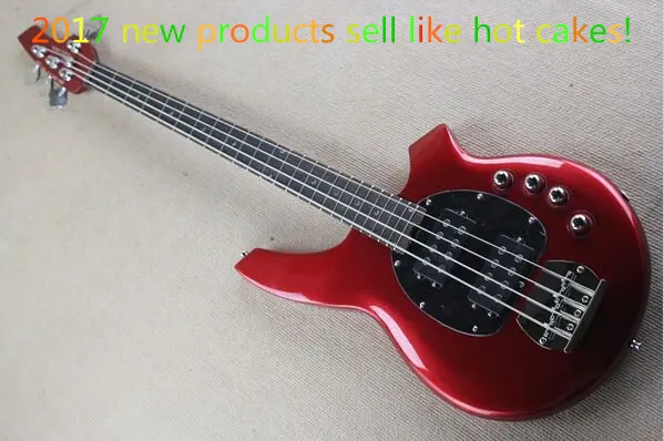 

Factory Custom High Quality Active Pickup Musicman Bongo Candy red 4 String Music Man Electric Bass Guitar Free shipping