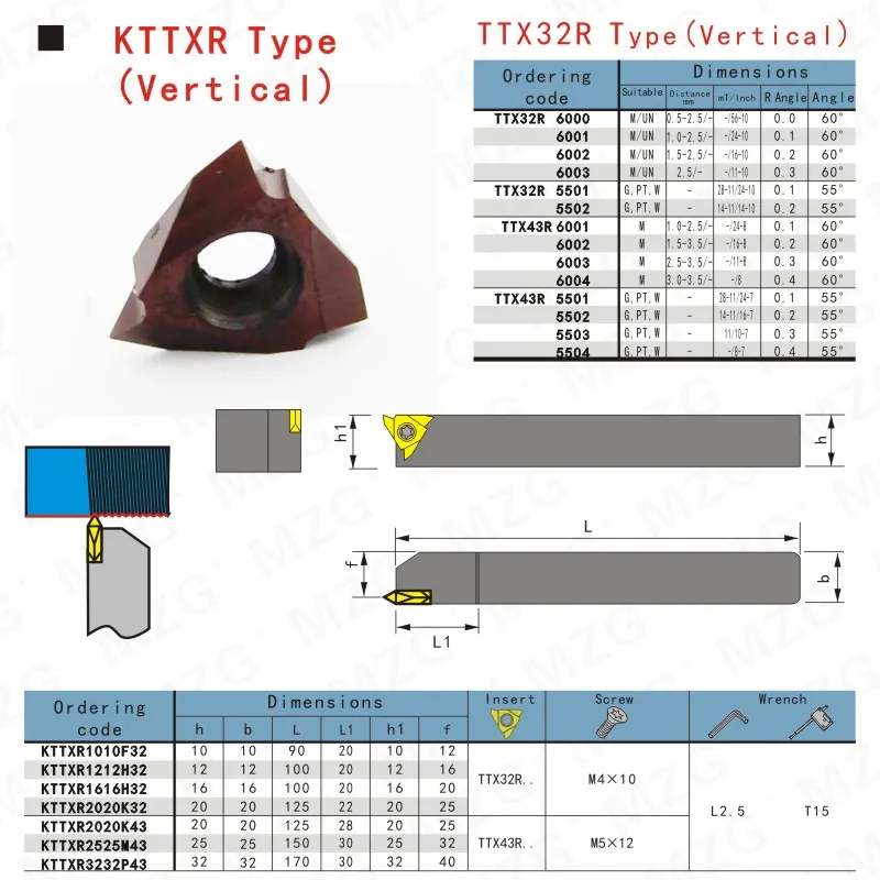 MZG TTX32R 6001 6002 6005 ZM856 нержавеющая сталь ЧПУ резьба инструменты держатель