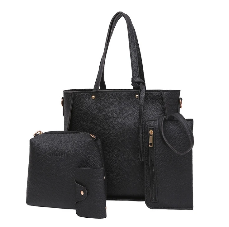 

OE 4 Pieces Set PU Leather Women Handbag High Quality Large Capacity Ladies Shoulder Bucket Bags Fashion Female Tote Bag Mochila