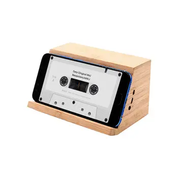 

Wooden Wireless Mobile Phone Stand Induction Speaker Audio Sound Loudspeaker Bluetooth Speaker for Mobile Phone