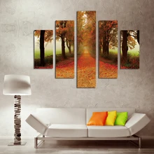 

Unframed Canvas Painting Maple Leaf Avenue Landscape Modular Picture Top-rated Cuadros Decor Hot Wall Pictures For Living Room