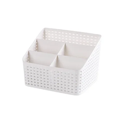 Стильный полый дизайн пластиковый косметический ящик для хранения на столе держатель щеток для макияжа для офиса ванной туалетных принадлежностей Органайзер - Цвет: WHITE