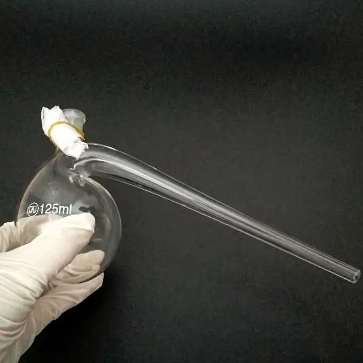 무료 배송 1 개/몫 125ml/250ml/500ml/1000ml 실험실 유리 retort 플라스크, retort 병 곡선 목