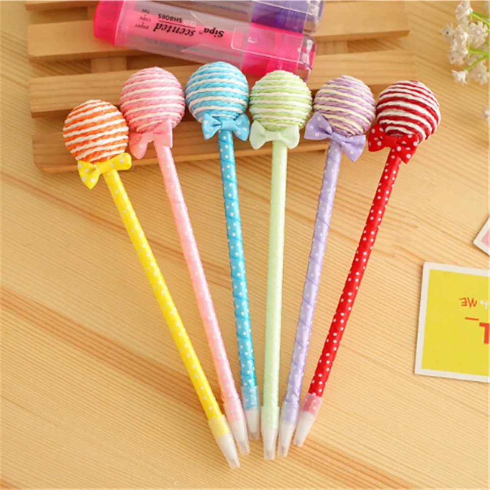 

2pcs Novelty Cute Plastic Candy Color Ball Point Pen Lollipop Shape Biro Ballpen School Supplies Students Gifts School Supply