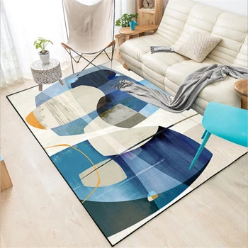 

Nordic Style Art Abstract Blue Color Block Carpet Carpets For Living Room Carpet Kids Room Area Rug Fashion Mats Mechanical Wash
