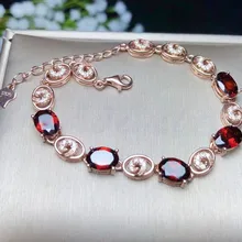 Натуральным гранатовый браслет-цепочка 1.4ct* шт. 5 шт. драгоценный камень 925 серебро ювелирные украшения для женщин Браслеты# BL18120603