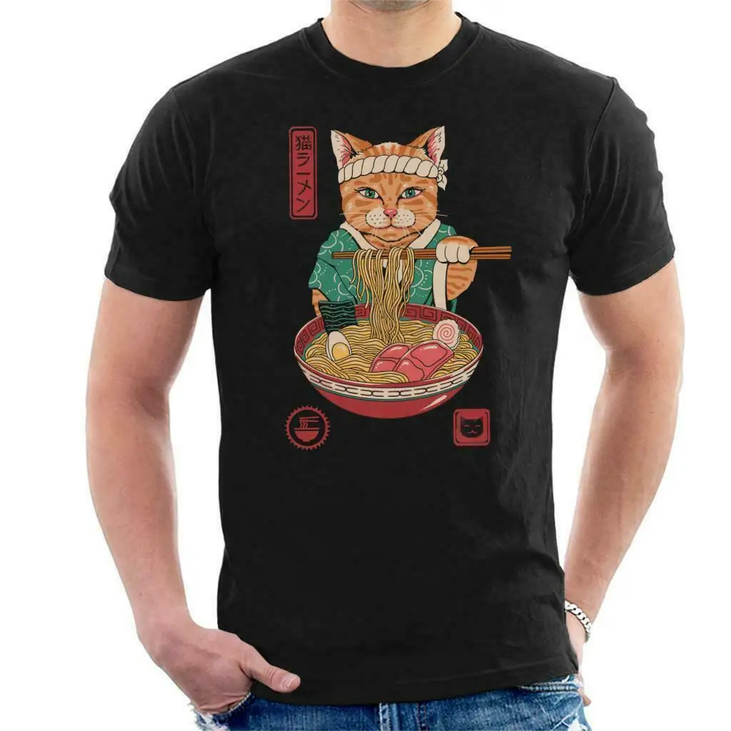 Мужская футболка в японском стиле Maneki Neko Lucky Charm Ramen Cat модная повседневная унисекс