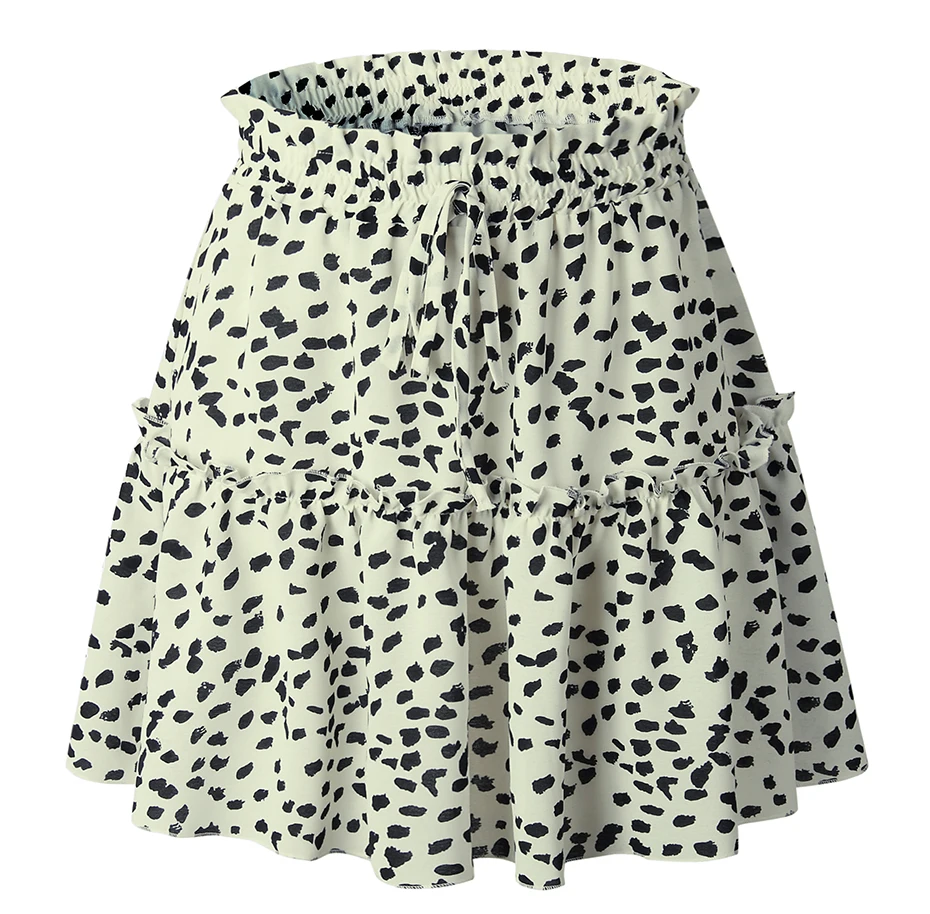 Surmiitro белая юбка с леопардовым принтом для женщин Весна Лето Мода Высокая талия мини Короткая юбка Женская трапециевидная школьная юбка
