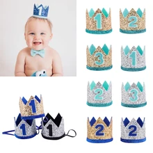 2019 niños bebé tocado corona de Príncipe princesa gorro elástico accesorios de foto de diadema fiesta de cumpleaños Regalos accesorios para el pelo