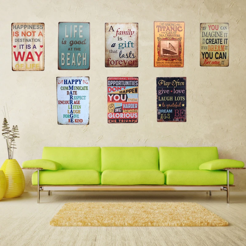 Colorful Words Bar Cafe Vintage Metal Signs Home Decor Tin Plate