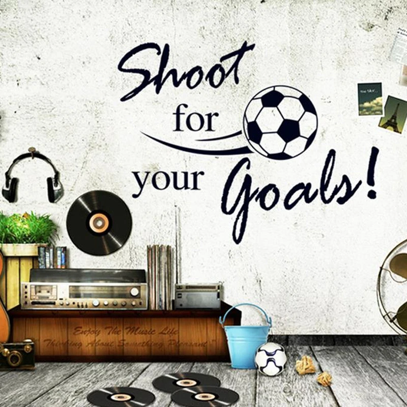 

shoot for your goals inspirational quotes football wall stickers for kids rooms living room boy's bedroom decor wall art decals