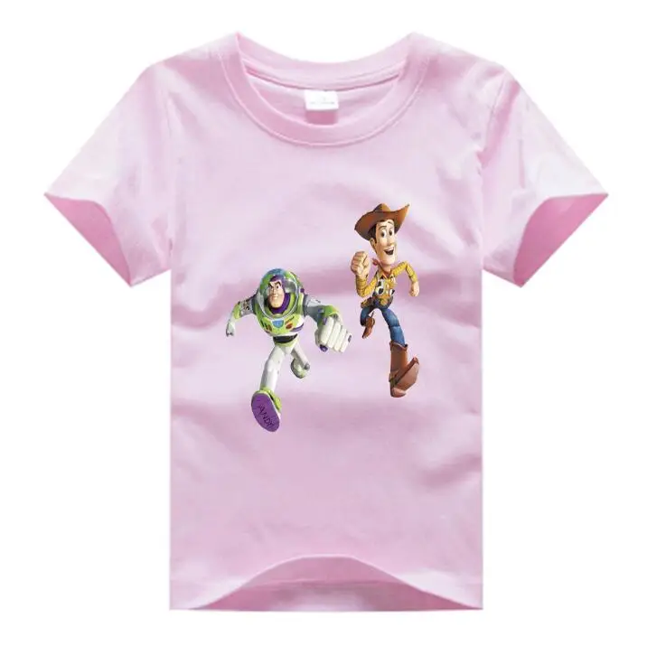 Новая детская футболка классическая история игрушек мультфильма, персонаж Базз Лайтер/древесный 3d футболка для девочек/мальчиков Harajuku Повседневная футболка NN - Цвет: pink  childreT-shirt