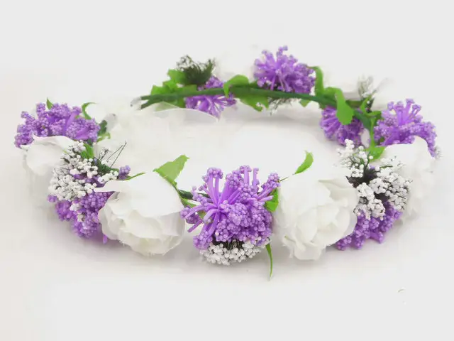 Artificial Gypsophila Rose Flowers Bridesmaid Flower Crown Purple