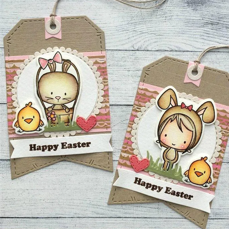 

YaMinSanNiO Bear Girl Clear Stamps and Dies for DIY Scrapbooking Photo Album Embossing Paper Cards Stamps with Die Sets New 2019