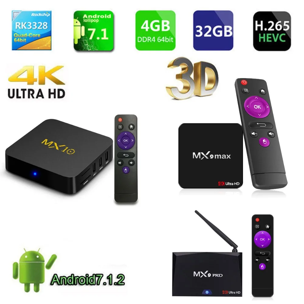 

MX9 PRO MX9 MAX MX10 RK3328 Android 7.1 TV Box smart tv 2.4/5.0 WIFI 2GB 16GB 4GB 32GB 64GB HD2.0 Built-in remote control