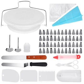 

73pcs/set Cake Decorating Kit Icing Tips Turntable Pastry Bags Couplers Cream Nozzle Baking Tools Set For Cupcakes Cookies