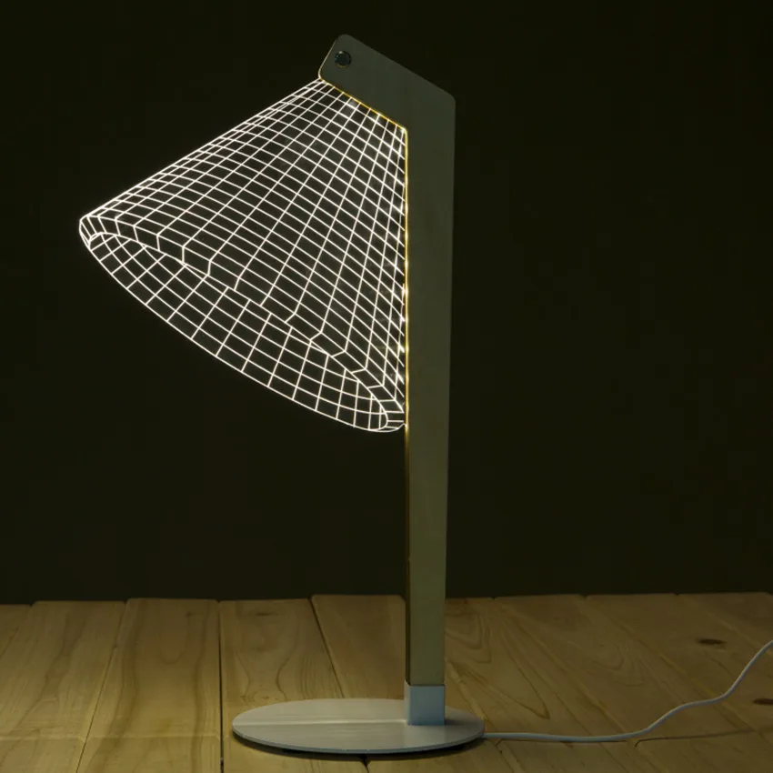 Comprar Artículo de noticias luz novedad 3D de madera lámpara de mesa LED de lectura lámpara luminosa pantallas 3D ilusión óptica luz de noche Decoración de casa