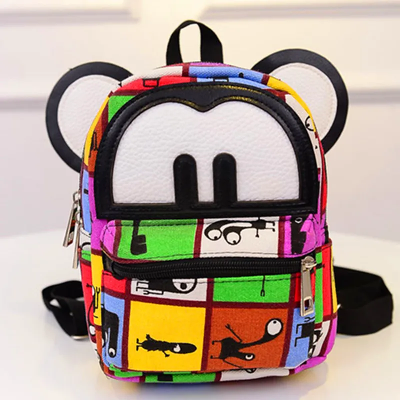 Women Mini Backpack Cute Mickey Ears Leather Small Rucksack Laptop Bag