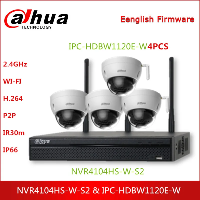 Dahua wifi ip-камера безопасности комплект с NVR4104HS-W-S2 CCTV камера IPC-HDBW1120E-W 720P P2P система видеонаблюдения
