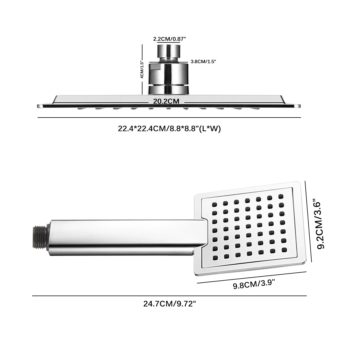 22*22 см из нержавеющей стали, насадка для душа с дождевой насадкой, ультра тонкая хромированная насадка для душа квадратного типа, современный инструмент для ванной комнаты