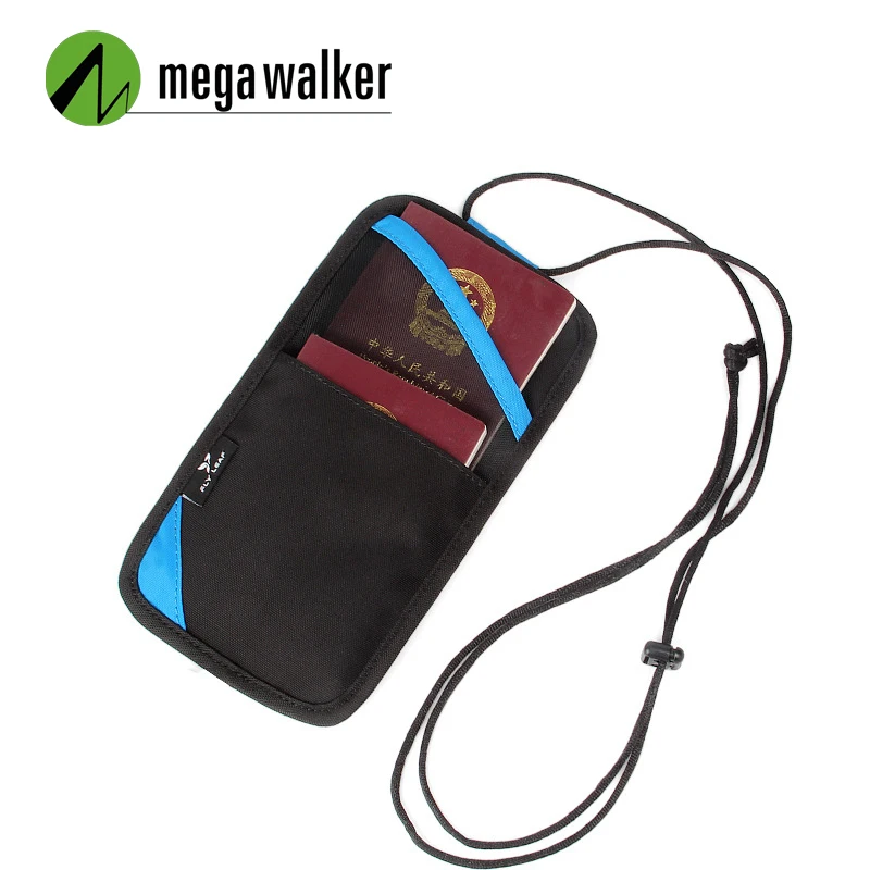 Mega Walker Brand Hanging Neck Passport Bag Men Women Travel Document Organizer ID Credit Card Holder Protective Cover Card Pack 6