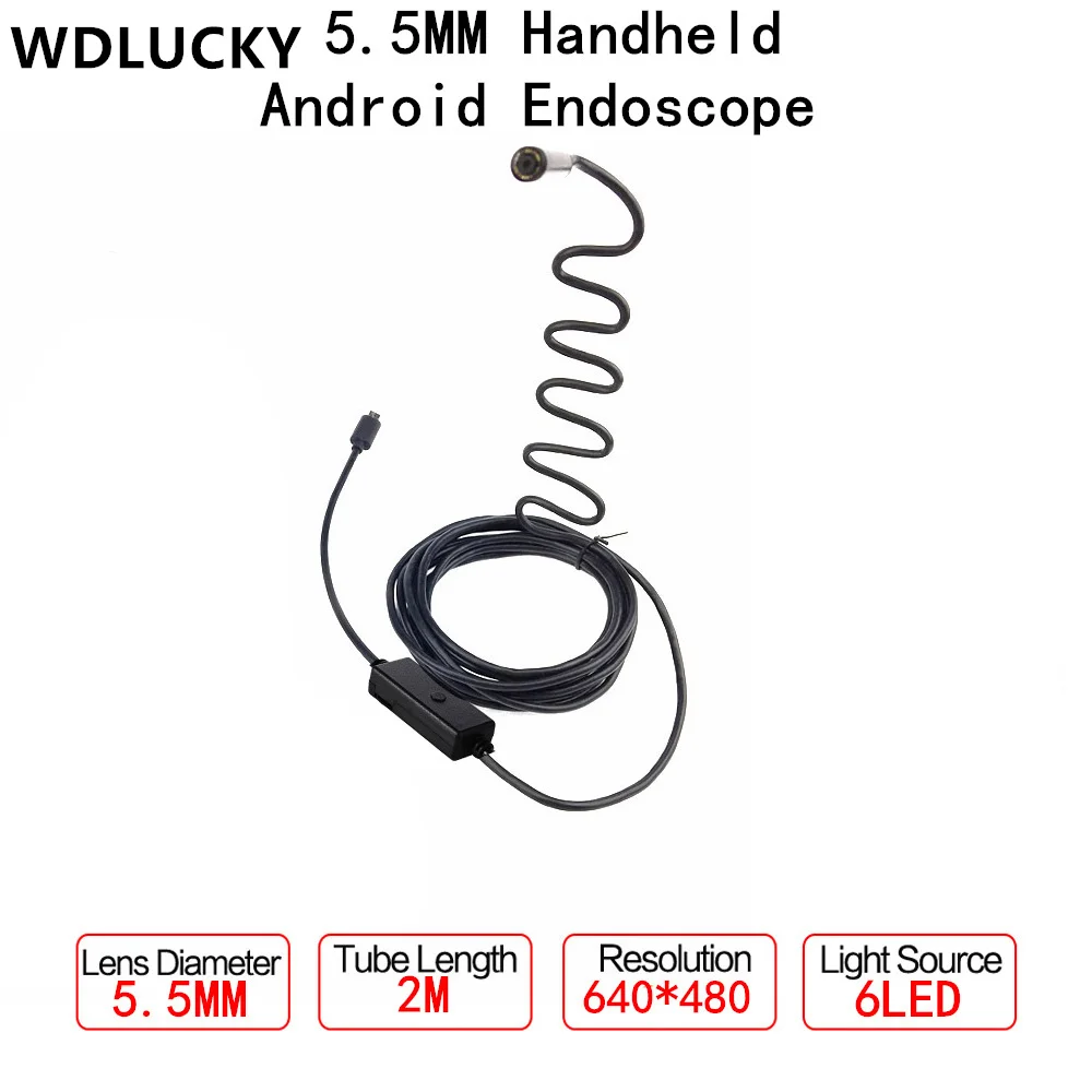 5.5MM 2M Endoscope Android Mini Usb android endoscope Camera Underwater Endoscope snake For PC