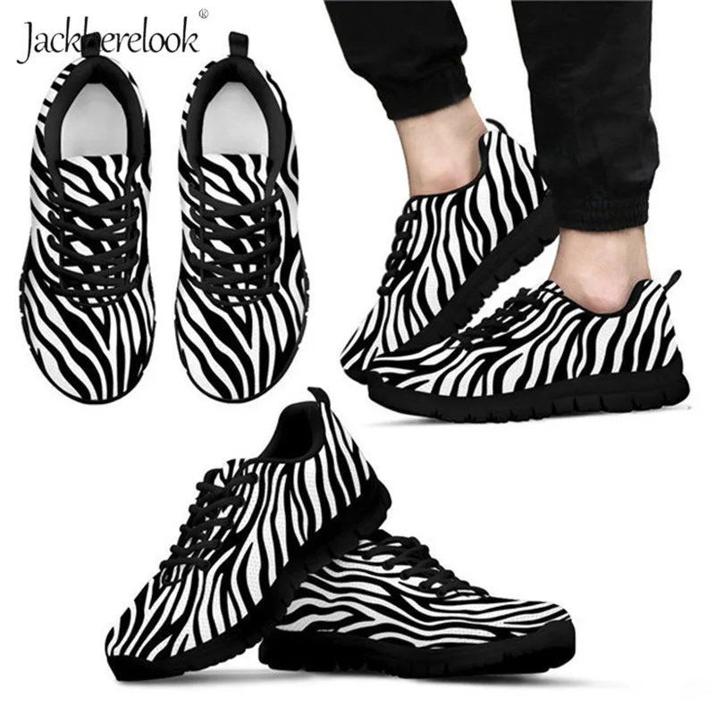 

Jackherelook Zebra Print Women Breathable Vulcanized Sneakers Light Mesh Adult Outdoor Gym Tennis Walking Flat Shoes Plus Size