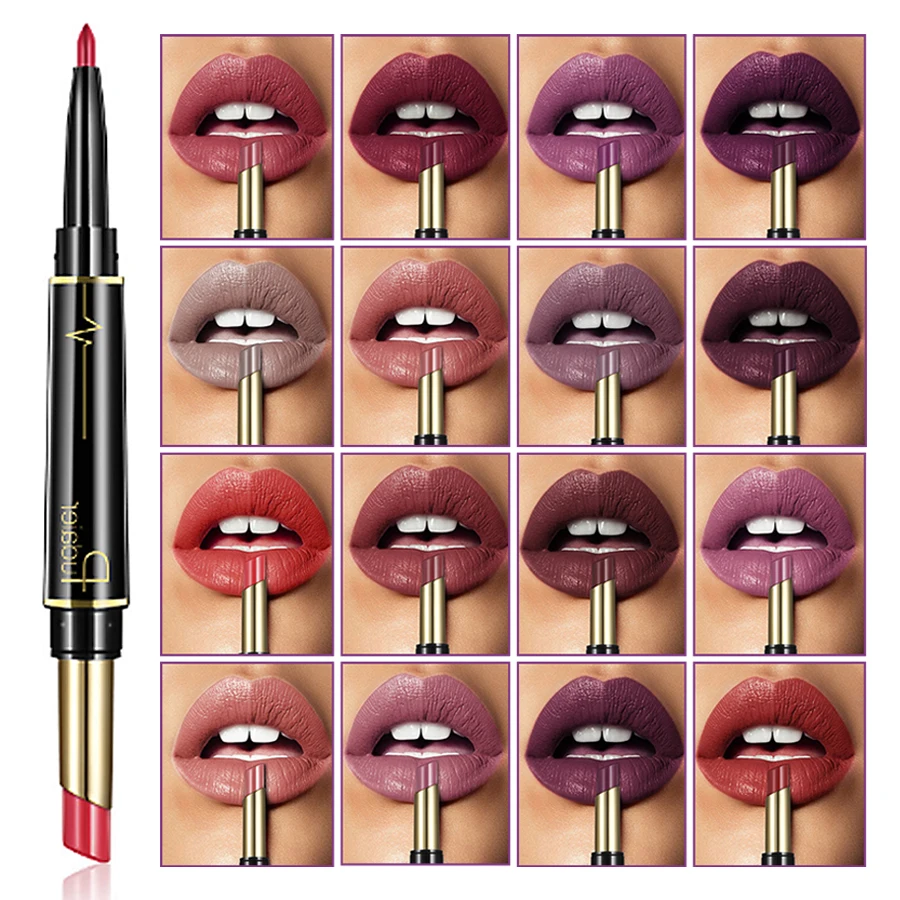 

Matte Lipstick Brand Color Cosmetics Wateproof Double Ended Long Lasting Nude Red Matte Lips Liner Pencil Lipstick Matte#
