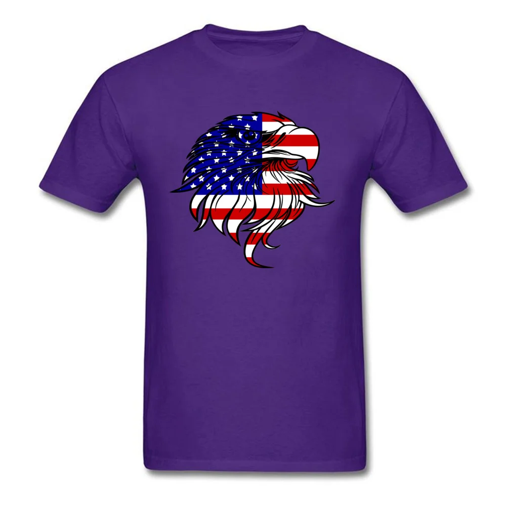 Prevailing American Eagle PatriotIndependence Day T-shirts O-Neck 100% Cotton Men T Shirt Short Sleeve Summer Fall Tops T Shirt American Eagle PatriotIndependence Day purple