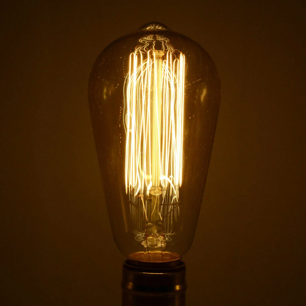 Лампы Эдисона из углеродного волокна 40/60 Вт 220 В E27 ST64|incandescent bulb|edison retrocarbon filament |