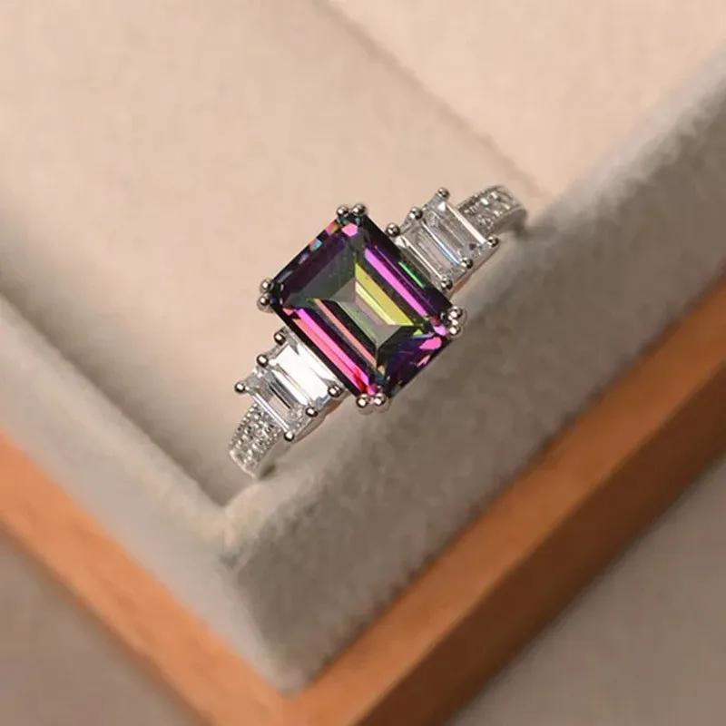 Модные Винтажные серебряные большие красочные циркониевый камень CZ для женщин обручальные кольца ювелирные изделия
