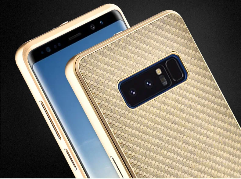 iMatch Luxury Aluminum Metal Bumper Carbon Fiber Back Cover Case for Samsung Galaxy Note 8