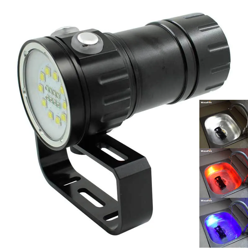 

Diving Flashlight 18 LEDs Dive Torch Underwater Photography Video Lamp White Red Blue Light XM-L2 LED Scuba Photo Flashlights