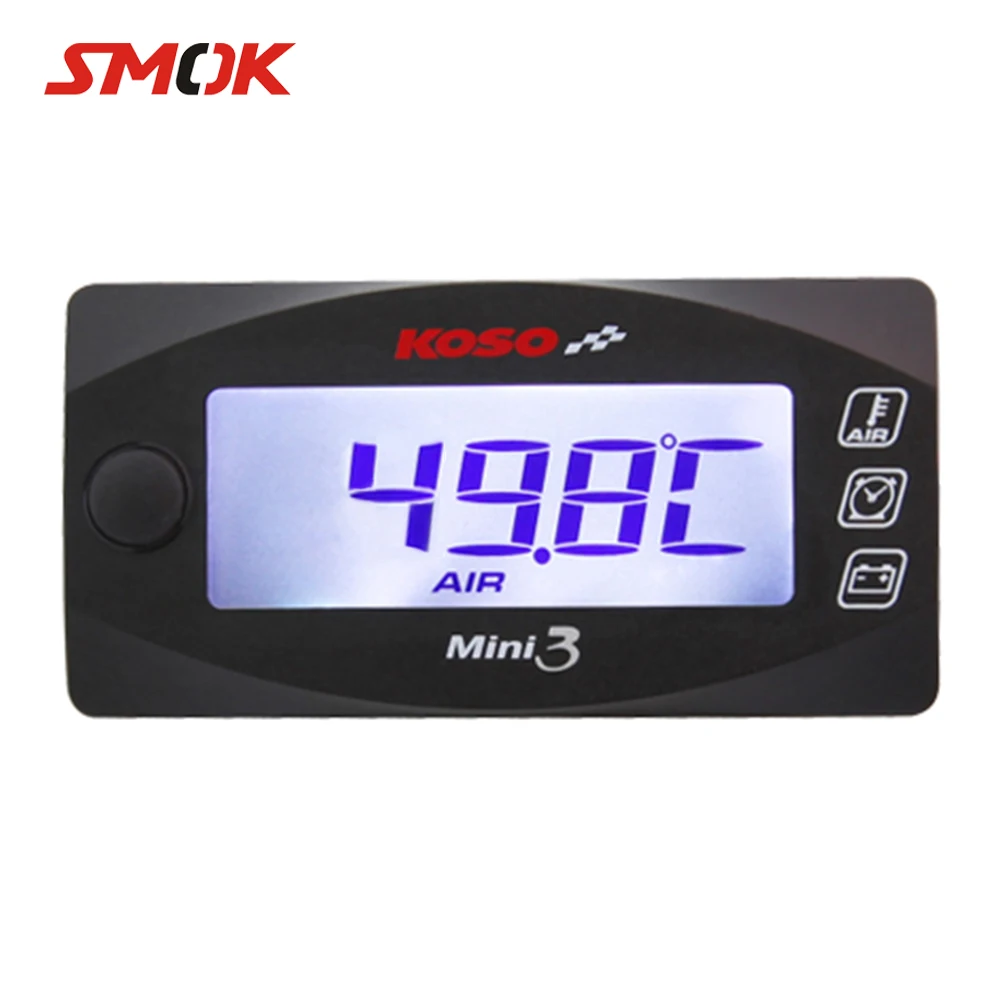 

SMOK Universal Motorcycle Multi-Function Mini 3 Digital Air Temperature Thermometer Voltmeter Time Water Meter Gauge KOSO