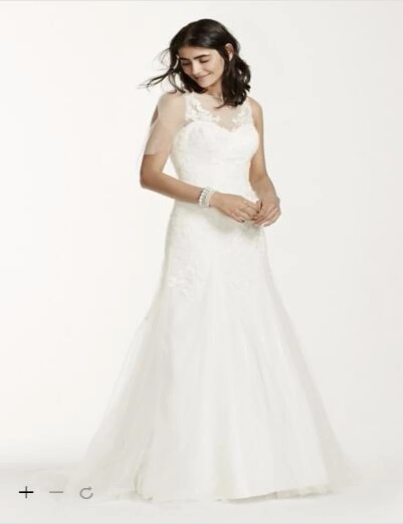 Custom Made 2016 New Free Shipping Illusion Neck Wedding Dress With Deep V Back David S Bridal Style Mk3718 Dresses In From Custom Made 2016 New Free Shipping Illusion Neck Wedding Dress With Deep V Back David S Bridal Style Mk3718 Dresses In From