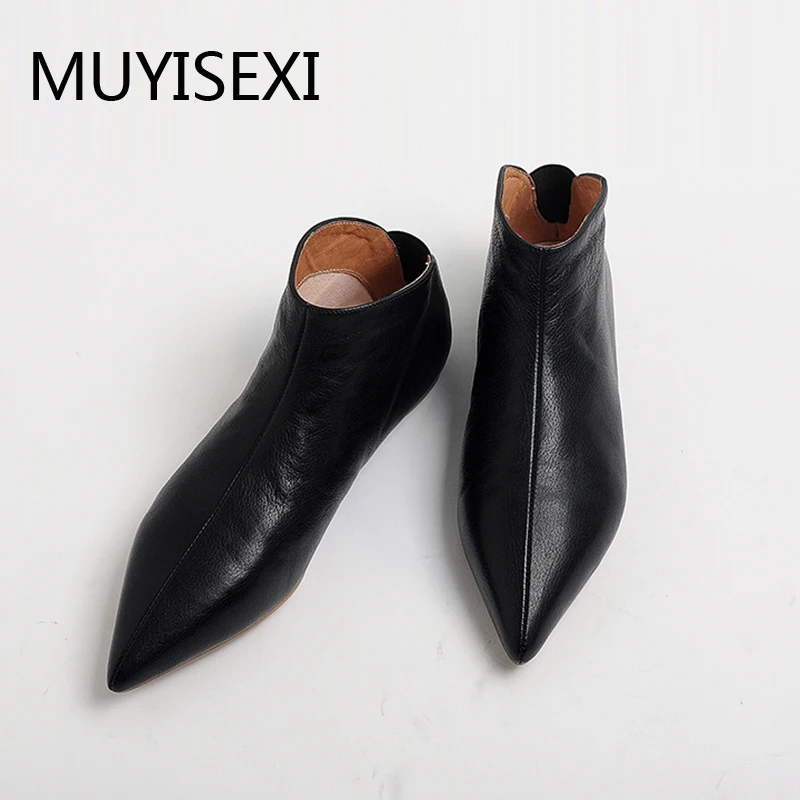 

Genuine Leather Soft Autumn Modern Girl Pointed Toe Slip On Casual Flats Young Ladies Pregnant Shoe plus size PL03 MUYISEXI