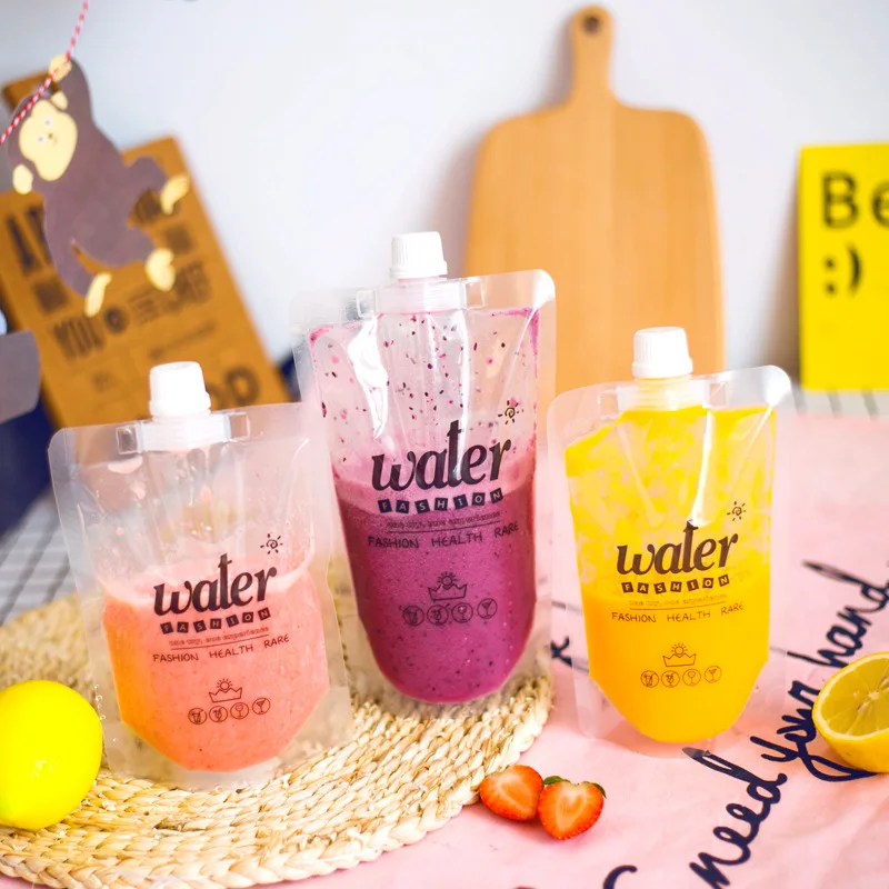 

100pcs Large diameter nozzle bag transparent liquid packaging milk tea juice takeaway package express beverage bags