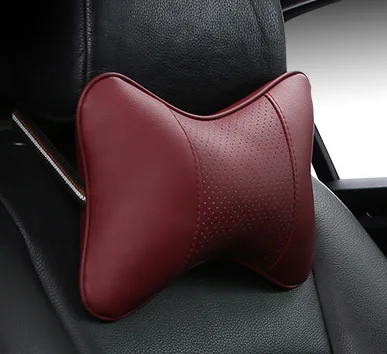 Абсолютно новые полностью из искусственной кожи подушки для шеи автомобиля удобные универсальные одиночные шт подголовник подходит для большинства автомобилей заполняет волокна - Цвет: small red