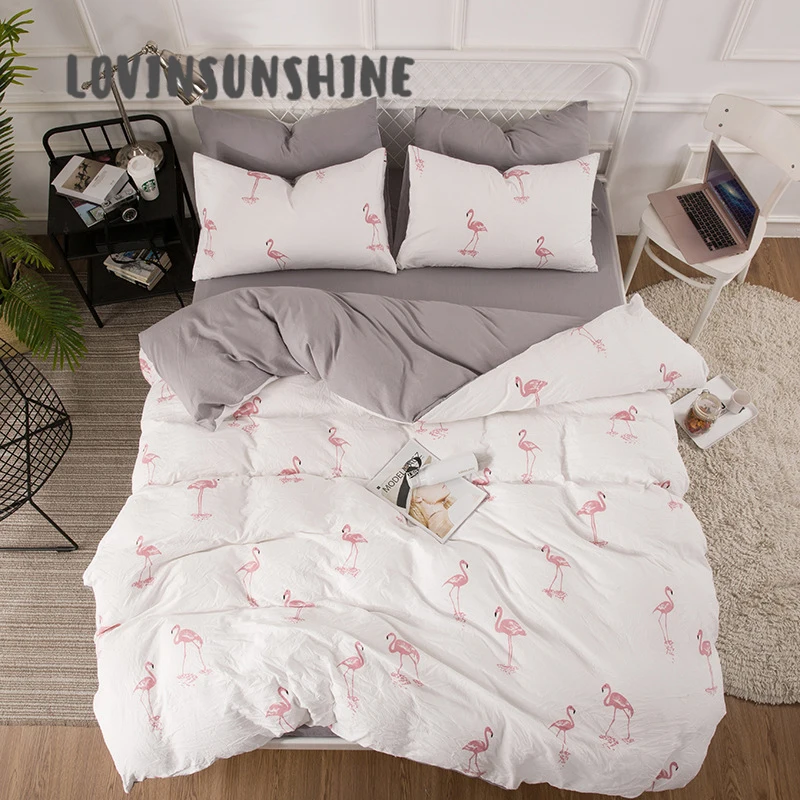 

LOVINSUNSHINE King Duvet Cover King Bed Sheet And Pillowcase Home Textile Flamingo Cute Bedding Set Soft Bed Cover AB#36