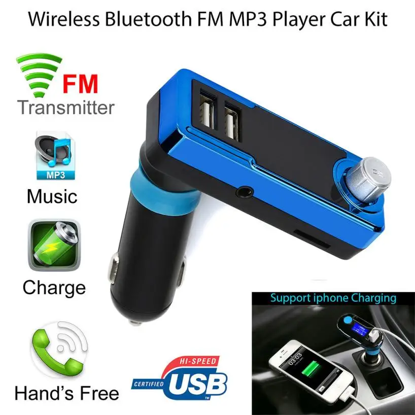 Binmer Wireless Hands Free USB Charge LED MP3 Bluetooth