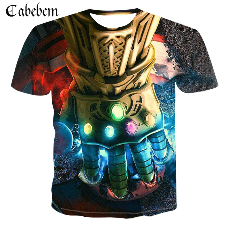 

2019 New Summer Men 3D Print Latest Movies Avengers Infinity Gloves Short Sleeve T-Shirt Fashion Man Street Casual Top