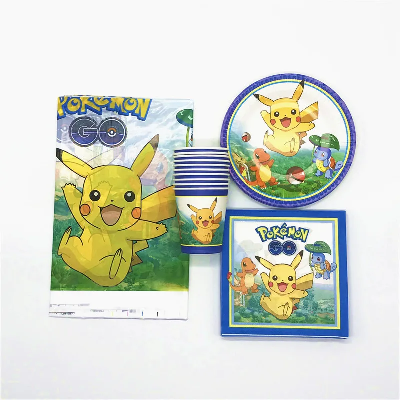 

Cartoon Theme Pokemon Go 61Pcs Event Party Wedding Boy Birthday Party 20Napkins 20Cups 20Plates 1Tablecloth Decoration Supplies